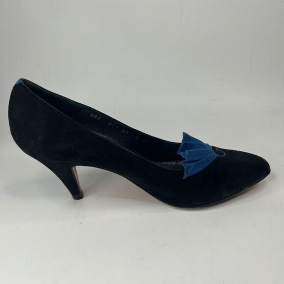 BALLY ITALY🇮🇹MADE‎ Genuine LEATHER Suede Fan Detail Pumps 885 877 01 Size 8S - Picture 4 of 16